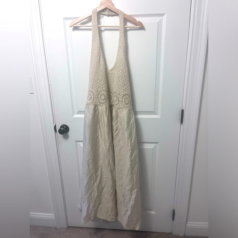 LOFT Petite Crochet Halter Midi Dress - Picture 5 of 16
